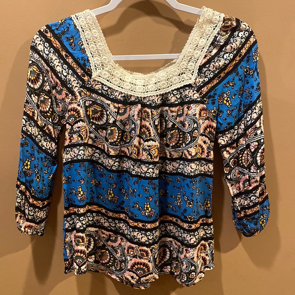 Pomelo square neck boho blouse.  Girls size S